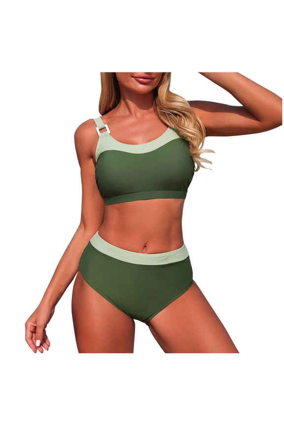 Womens Bikini Sets Fashion Patchwork Two Piece Bathing Suits Vacation Beach Sports Swimwear