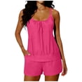 thumbnail image 1 of cocolona Womens Blouson Tankini Swimsuits with Shorts Modest Two Piece Bathing Suit Holiday Vacation Beach Swimwear, 1 of 4