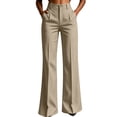 thumbnail image 1 of cocolona Womens Business Casual High Waist Dress Pants Elastic Waist Straight Wide Leg Commute Striped Pants with Pockets, 1 of 5