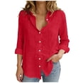thumbnail image 1 of cocolona Womens Button Down Linen Shirts Summer Casual Solid Color Long Sleeve Tops Dressy Casual Blouses, 1 of 6