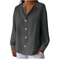 thumbnail image 1 of cocolona Womens Button V Neck Long Sleeve Shirts Dressy Casual Blouses Casual Loose Solid Color Lightweight Tops, 1 of 6