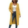 thumbnail image 1 of cocolona Womens Cable Knit Long Sweater Cardigan Loose Casual Hooded Long Sleeve Sweater Solid Color Trendy Fall Tunic Cardigan, 1 of 5