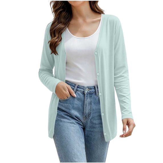 cocolona Womens Cardigan Fall Lightweight Long Sleeve Button Open Front Cardigan Tops Casual Outwear