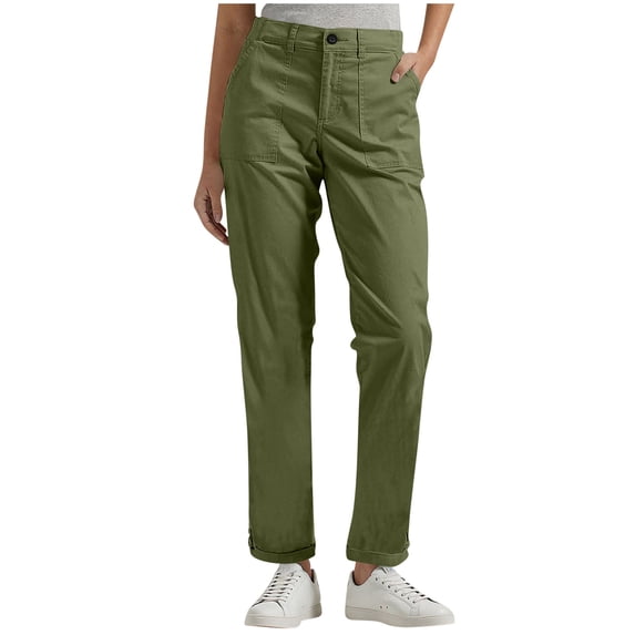 cocolona Womens Cargo Pants Elastic Waist Multi-pocket Work Pants Fashion Casual Solid Color Straight Tube Trousers S-3XL