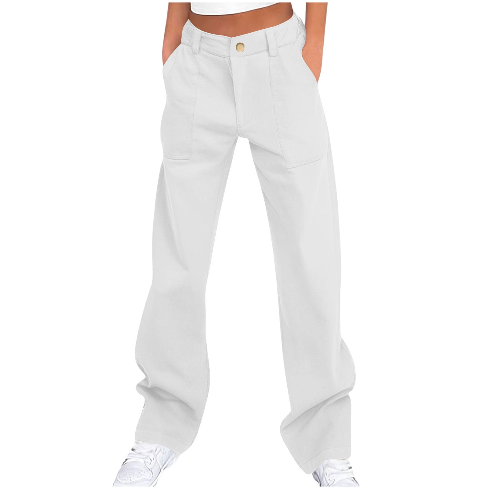 cocolona Womens Cargo Pants Stretchy Baggy Straight Leg Trousers