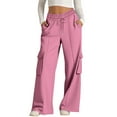thumbnail image 1 of cocolona Womens Cargo Sweatpants Drawstring Wide Legs Baggy Sweatpants Stretch Comfy Trousers Pants Solid Color Joggers, 1 of 7