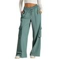 thumbnail image 1 of cocolona Womens Cargo Sweatpants Drawstring Wide Legs Baggy Sweatpants Stretch Comfy Trousers Pants Solid Color Joggers, 1 of 7