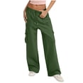 thumbnail image 1 of cocolona Womens Cargo Sweatpants Elastic Waist Drawstring Joggers Casual Solid Baggy Wide Leg Sweatpants with Pockets, 1 of 5