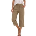 thumbnail image 1 of cocolona Womens Casual Capri Pants Summer Elastic Waist Straight Wide Leg Cropped Trousers with Pocket, 1 of 4