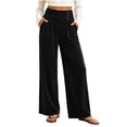thumbnail image 1 of cocolona Womens Casual Corduroy Pants Elastic Waist Straight Wide Leg Travel Lounge Pants with Pockets, 1 of 5