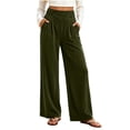 thumbnail image 1 of cocolona Womens Casual Corduroy Pants Elastic Waist Straight Wide Leg Travel Lounge Pants with Pockets, 1 of 5