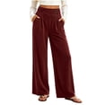 thumbnail image 1 of cocolona Womens Casual Corduroy Pants Elastic Waist Straight Wide Leg Travel Lounge Pants with Pockets, 1 of 5