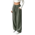 thumbnail image 1 of cocolona Womens Casual Curduroy Athletic Pants Elastic Waist Straight Wide Leg Gym Workout Running Pants with Pockets, 1 of 5