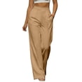 thumbnail image 1 of cocolona Womens Casual Dress Pants Elastic Waist Straight Wide Leg Business Work Pants with Pockets, 1 of 5