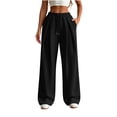 thumbnail image 1 of cocolona Womens Casual Front Pleated Sweatpants Elastic Waist Drawstring Wide Leg Sweat Pants with Pockets, 1 of 5