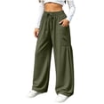 thumbnail image 1 of cocolona Womens Casual Loose Athletic Pants Elastic Waist Drawstring Wide Leg Gym Workout Trousers with Pockets, 1 of 5