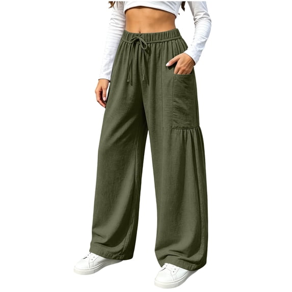 cocolona Womens Casual Loose Athletic Pants Elastic Waist Drawstring Wide Leg Gym Workout Trousers with Pockets