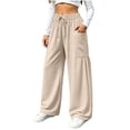 thumbnail image 1 of cocolona Womens Casual Loose Athletic Pants Elastic Waist Drawstring Wide Leg Gym Workout Trousers with Pockets, 1 of 5