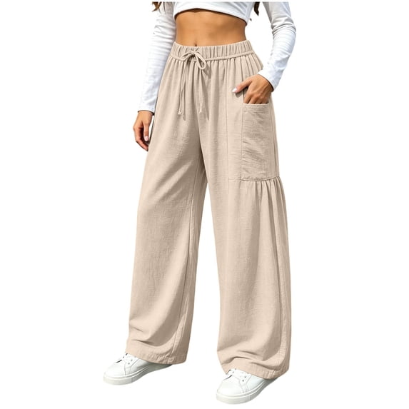 cocolona Womens Casual Loose Athletic Pants Elastic Waist Drawstring Wide Leg Gym Workout Trousers with Pockets