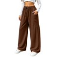 thumbnail image 1 of cocolona Womens Casual Loose Athletic Pants Elastic Waist Drawstring Wide Leg Gym Workout Trousers with Pockets, 1 of 5