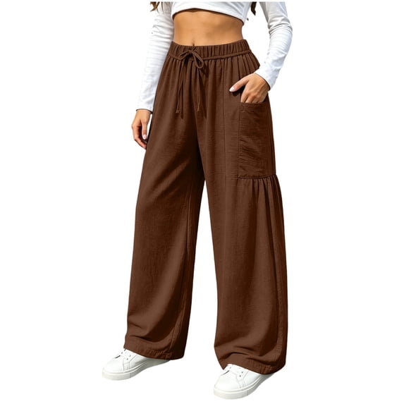 cocolona Womens Casual Loose Athletic Pants Elastic Waist Drawstring Wide Leg Gym Workout Trousers with Pockets