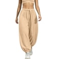 thumbnail image 1 of cocolona Womens Casual Loose High Waist Harem Pants Solid Color Elastic Waist Drawstring Travel Yoga Pants, 1 of 5