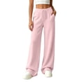 thumbnail image 1 of cocolona Womens Casual Loose Lounge Pants Elastic Waist Straight Wide Leg Travel Pants with Pockets, 1 of 5