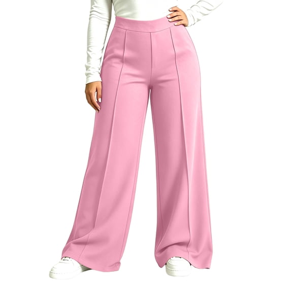 cocolona Womens Casual Loose Plus Size Yoga Pants Elastic Waist Straight Wide Leg Workout Pants with Pockets