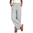 thumbnail image 1 of cocolona Womens Casual Striped Pajama Pants Elastic Waist Straight Wide Leg Beach Vacation Lounge Pants with Pockets, 1 of 5