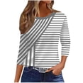 thumbnail image 1 of cocolona Womens Casual Striped Tops Crew Neck 3/4 Sleeve Pullover Shirts Outfits Basic Tees, 1 of 7