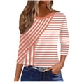 thumbnail image 1 of cocolona Womens Casual Striped Tops Crew Neck 3/4 Sleeve Pullover Shirts Outfits Basic Tees, 1 of 7