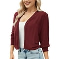 thumbnail image 1 of cocolona Womens Chiffon Cardigan 3/4 Sleeve Lightweight Crop Cardigan Jacket Casual Loose Solid Color Tops Blouses, 1 of 8