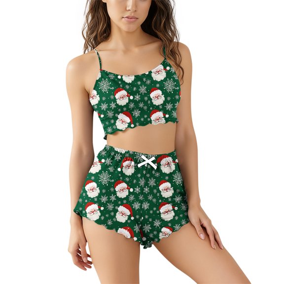 cocolona Womens Christmas Pajamas Print Cami Tops and Shorts Pajama Set Lightweight Comfy 2 Piece Lounge Outfits Sleepwear