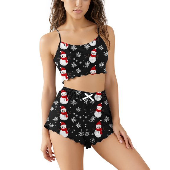 cocolona Womens Christmas Pajamas Print Cami Tops and Shorts Pajama Set Lightweight Comfy 2 Piece Lounge Outfits Sleepwear