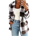 thumbnail image 1 of cocolona Womens Classic Plaid Jacket Fleece Lined Long Sleeve Lapel Overcoat Fall Winter Warm Trendy Outerwear, 1 of 7