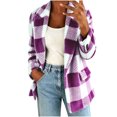 thumbnail image 1 of cocolona Womens Classic Plaid Jacket Fleece Lined Long Sleeve Lapel Overcoat Fall Winter Warm Trendy Outerwear, 1 of 7