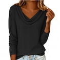 thumbnail image 1 of cocolona Womens Cowl Neck Long Sleeve Shirts Dressy Casual Blouses Fashion Casual Loose Solid Color Tops, 1 of 7