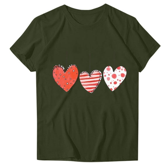 cocolona Womens Crew Neck Short Sleeve T-Shirts Valentine's Day Love Graphic Tees Summer Casual Tops