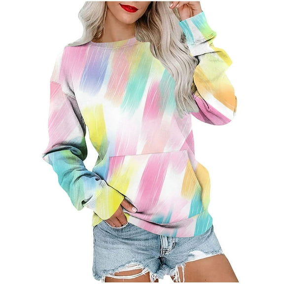 cocolona Womens Crewneck Sweatshirt Fall Long Sleeve Shirts Fashion Casual Loose Print Tops with Pockets