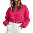 thumbnail image 1 of cocolona Womens Cropped Sweatshirts Long Sleeve Crew Neck Shirts Base Solid Color Loose Pullover Fall Tops, 1 of 5