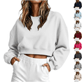 thumbnail image 1 of cocolona Womens Cropped Sweatshirts Long Sleeve Crew Neck Shirts Basic Solid Color Loose Pullover Fall Tops, 1 of 7