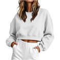 thumbnail image 1 of cocolona Womens Cropped Sweatshirts Long Sleeve Crew Neck Shirts Base Solid Color Loose Pullover Fall Tops, 1 of 6