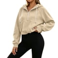 thumbnail image 1 of cocolona Womens Cropped Workout Hoodies Casual Long Sleeve Pullover Hooded Fall Sweatshirts Tops, 1 of 7
