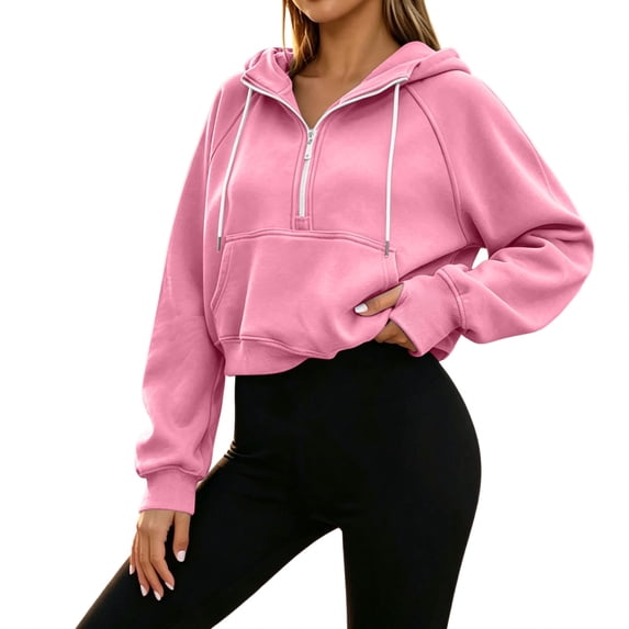 cocolona Womens Cropped Workout Hoodies Casual Long Sleeve Pullover Hooded Fall Sweatshirts Tops