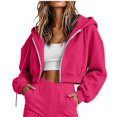thumbnail image 1 of cocolona Womens Cropped Zip Up Hoodies Casual Long Sleeve Solid Color Sweatshirts Hlldies Drawstring Loose Cute Jacket, 1 of 7