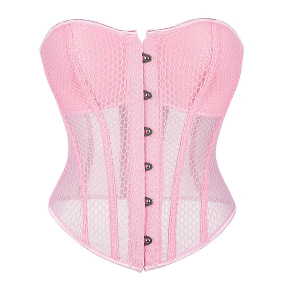 cocolona Womens Cup-equipped Mesh Bustier Corset Slim Strapless Breathable Corset Tops Going Out Club Party Shapewear