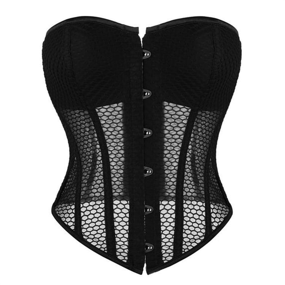 cocolona Womens Cup-equipped Mesh Bustier Corset Slim Strapless Breathable Corset Tops Going Out Club Party Shapewear