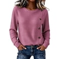 thumbnail image 1 of cocolona Womens Fall Sweater Plus Size Long Sleeve Decorative Buckle Crew Neck Sweaters, 1 of 7