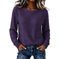 thumbnail image 1 of cocolona Womens Fall Sweater Plus Size Long Sleeve Decorative Buckle Crew Neck Sweaters, 1 of 7
