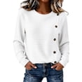 thumbnail image 1 of cocolona Womens Fall Sweater Plus Size Long Sleeve Decorative Buckle Crew Neck Sweaters, 1 of 7